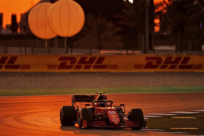 Orange sunset and F1 car