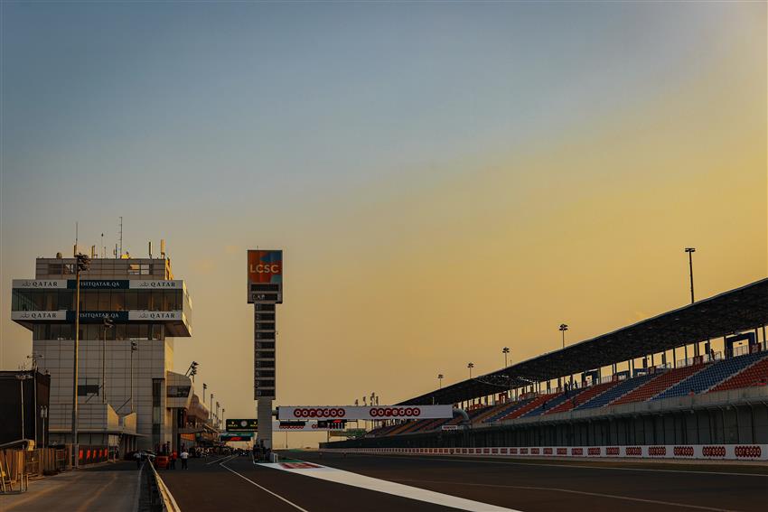 Dusk sun over main straight