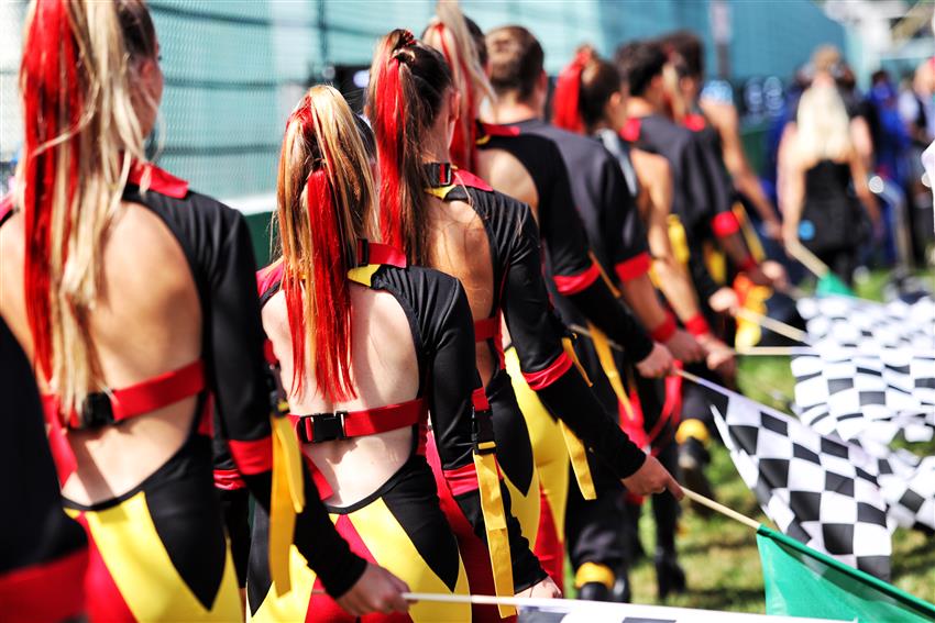 Girls holding flags