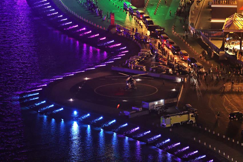 Saudi Arabian F1 car at night