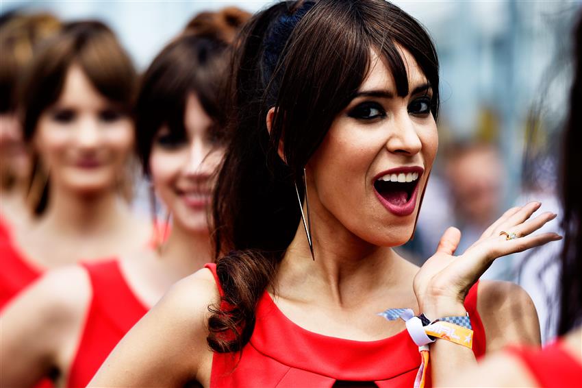 Grid girl smiling