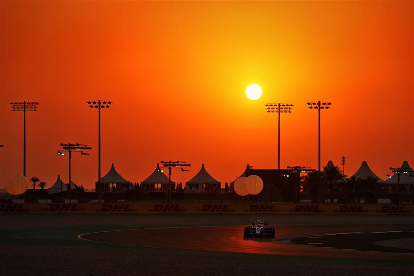 Orange sun and floodlights