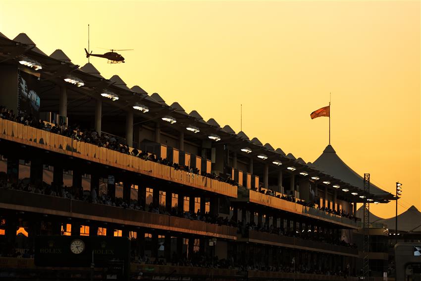 Peach sky over f1 circuit